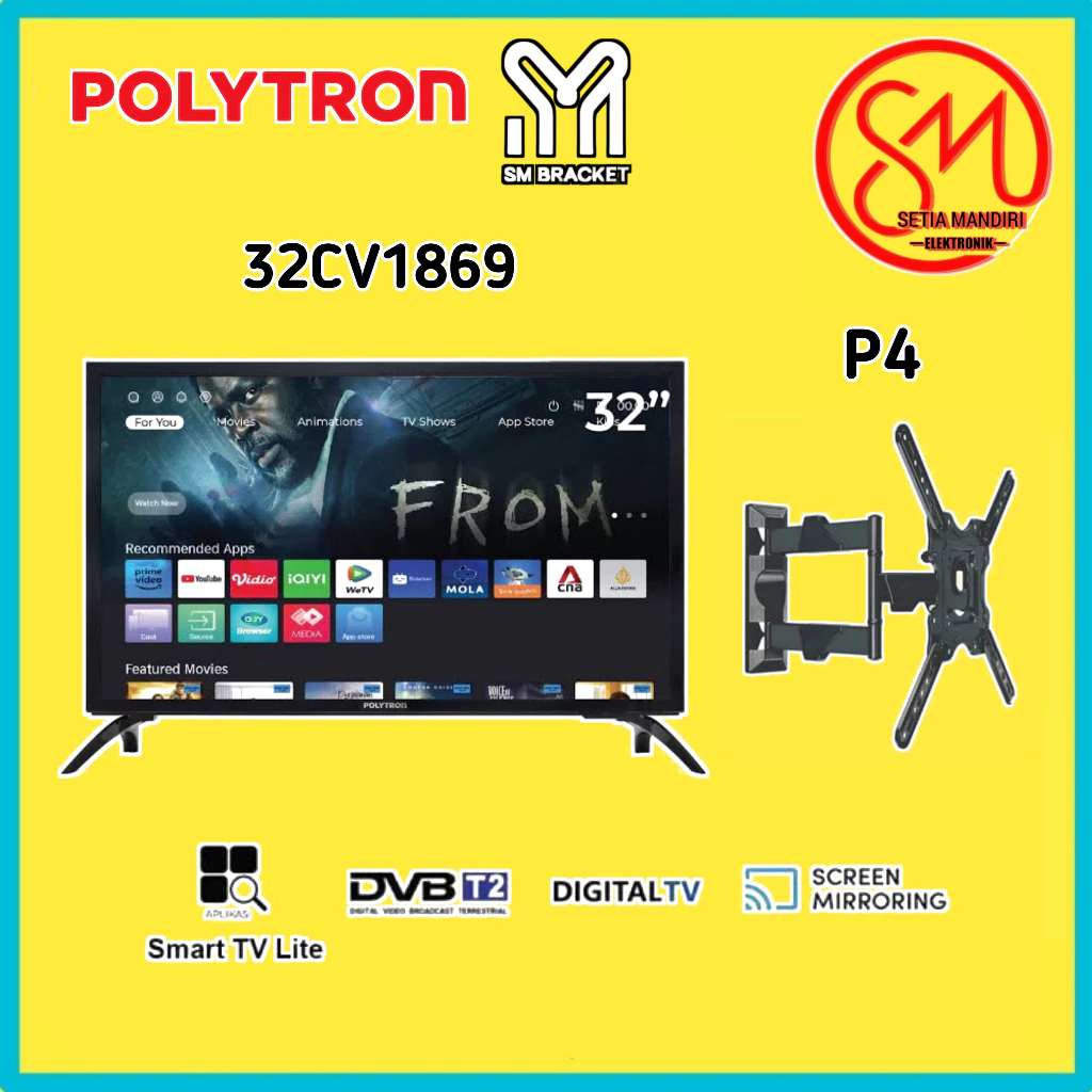 [Instant] POLYTRON Smart TV LED 32 Inch PLD 32CV1869 Free MOLA 1 Tahun Garansi 5 Tahun