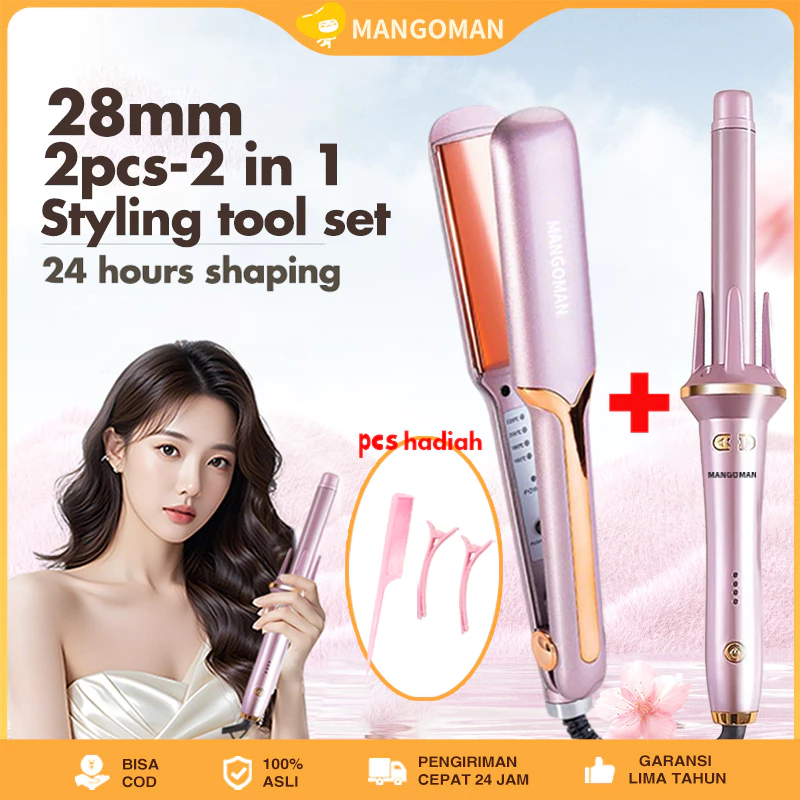 MANGO MAN Hair Curly Styler Auto Curler 28mm Catokan Curly Otomatis Ceramics Curly Catokan Keriting Keramik Otomatis Libra