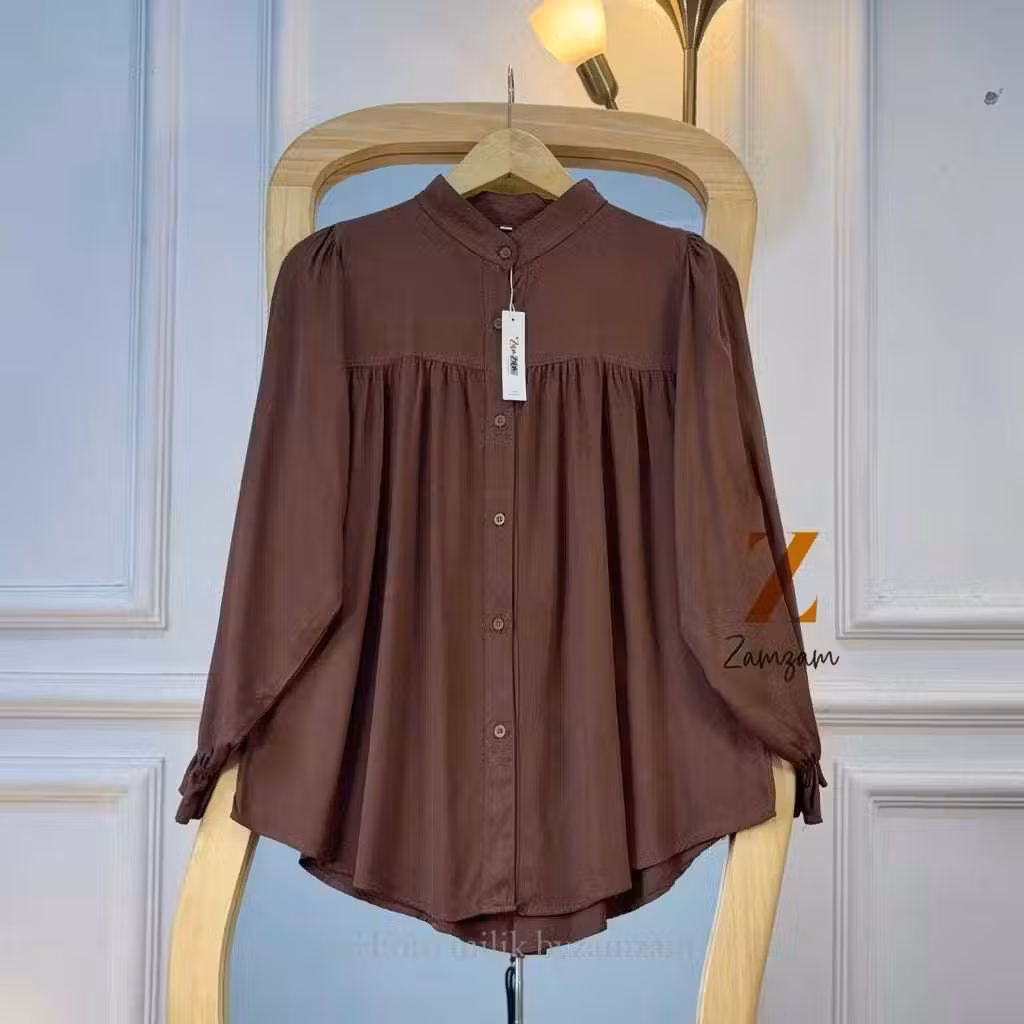 Alyssa Blouse Rayon Twill Kemeja Wanita Kancing Busui Baju Cewek Kerja Terbaru