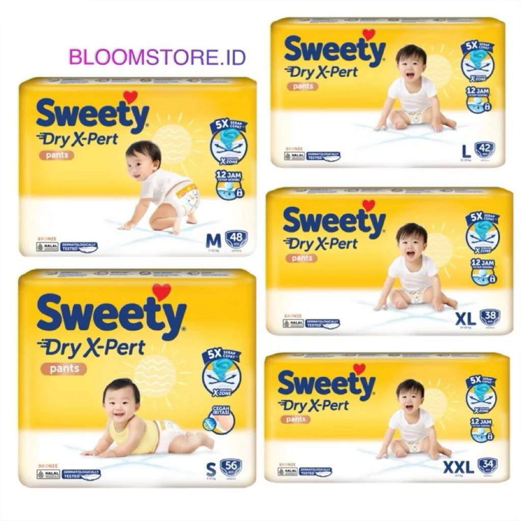 PAKET 2 BAL SWEETY Bronze Super Jumbo Pant Pants Popok Celana Sekali Pakai Diaper Diapers Baby Bayi Anak Ukuran Besar S56 S 56 M48 M 48 L42 L 42 XL38 XL 38 Extra Dry Xzone X-Zone X Zone Ekstra Kering Kuning Grosir Murah Termurah Promo 2Bal Hemat Terlaris