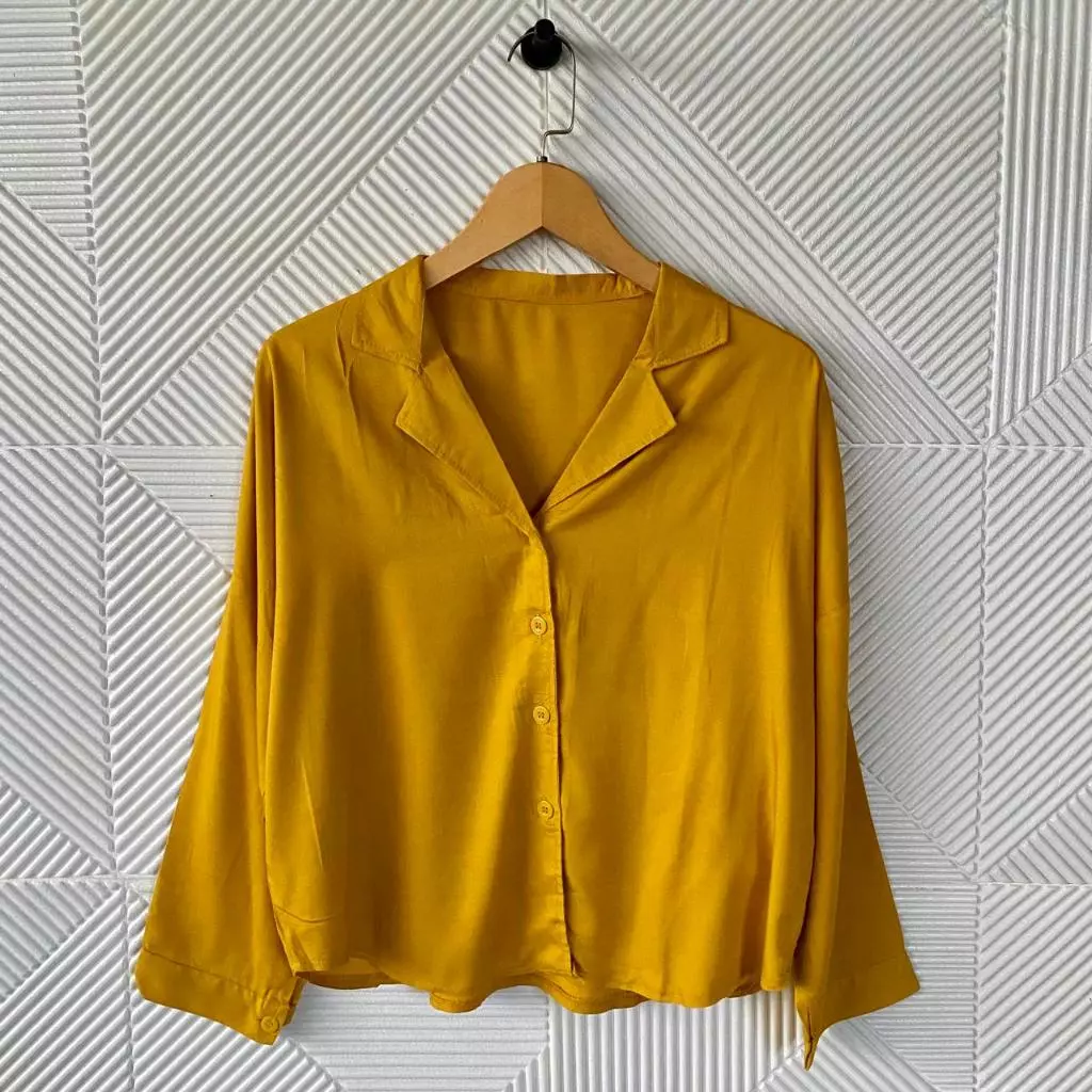 ByNayla Nefara Kemeja Lengan Panjang / Atasan Polos Wanita Katun Rayon /Korean style /Pakaian Wanita