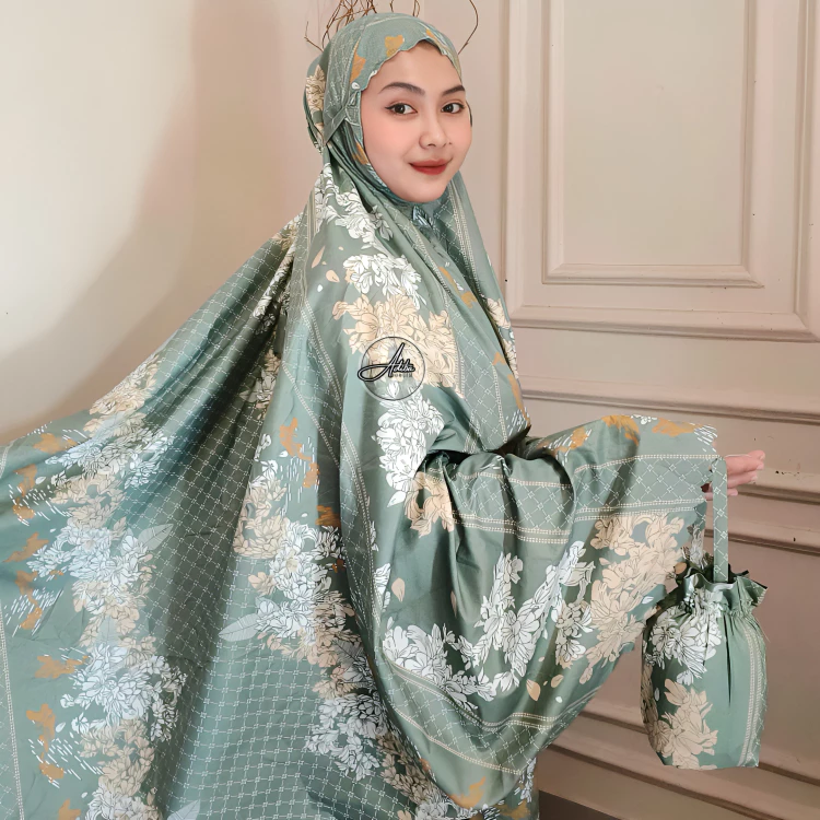 Mukena Traveling Terbaru Mini Pouc 2in1 Laser Cut Motif Bahan Katun