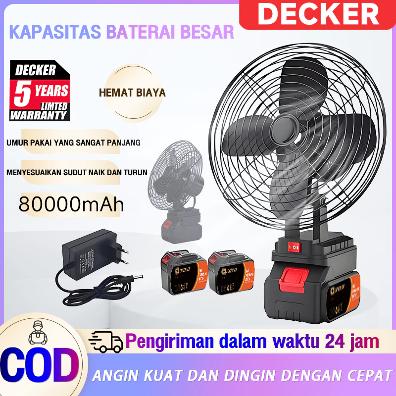 DECKER COD✅ Kipas baterai lithium nirkabel 8 Inch Fan Portable Baterai Kipas Portable Cordless Kipas Berkemah kipas emergency Mini Fan Socket Camping Lithium Bateri Kipa Kipas yang bisa disesuaikan