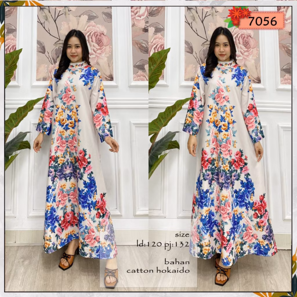 Dress Katun Hokaido Multi Flower Jumbo