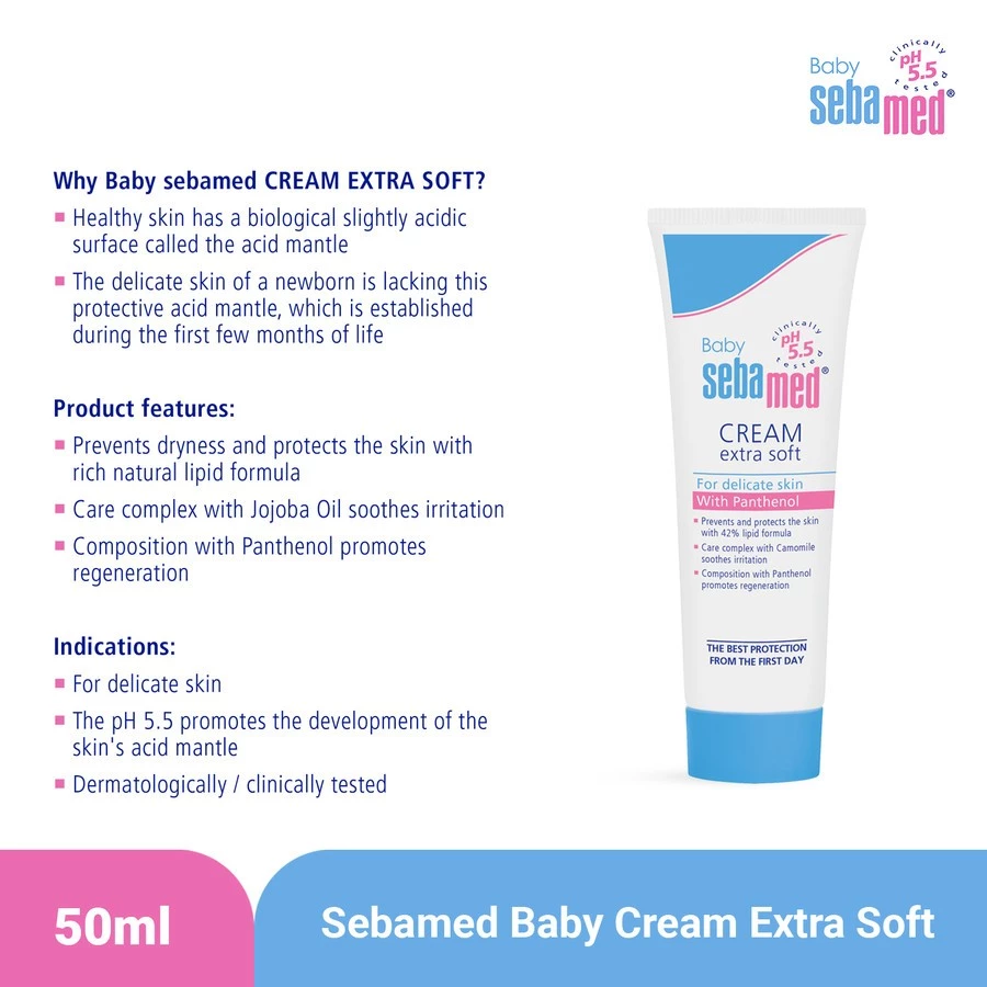 Sebamed Baby Cream 50ml Extra Soft - Sebamed Krim Bayi Ph 5.5 Mencegah Kulit Kering