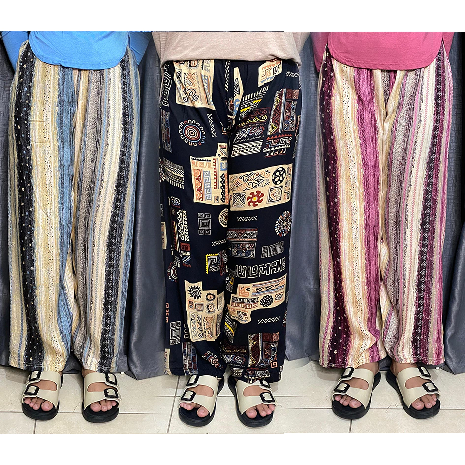 (PART 1) Celana Panjang Kulot Rayon Motif Wanita
