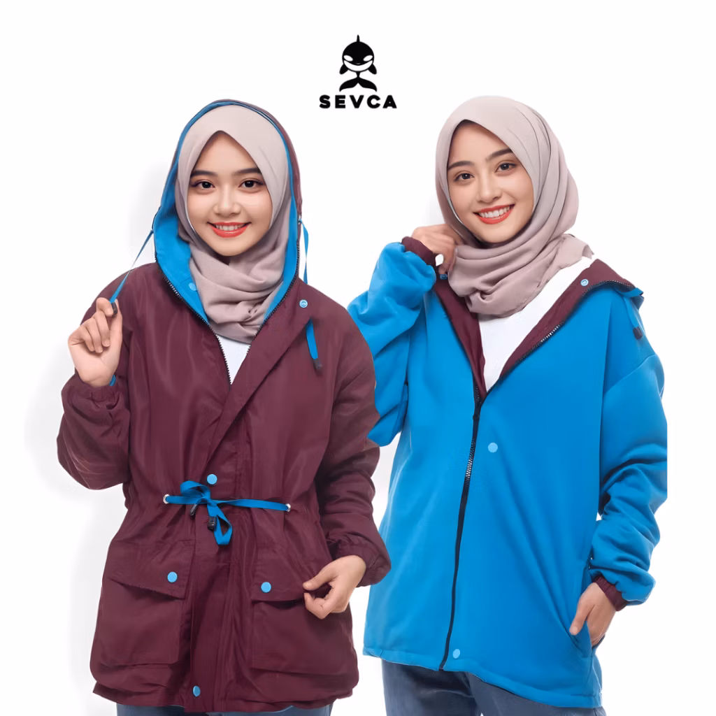SEVCA - Jaket Wanita Parasut Bolak Balik 2 lapis Jaket Outdoor