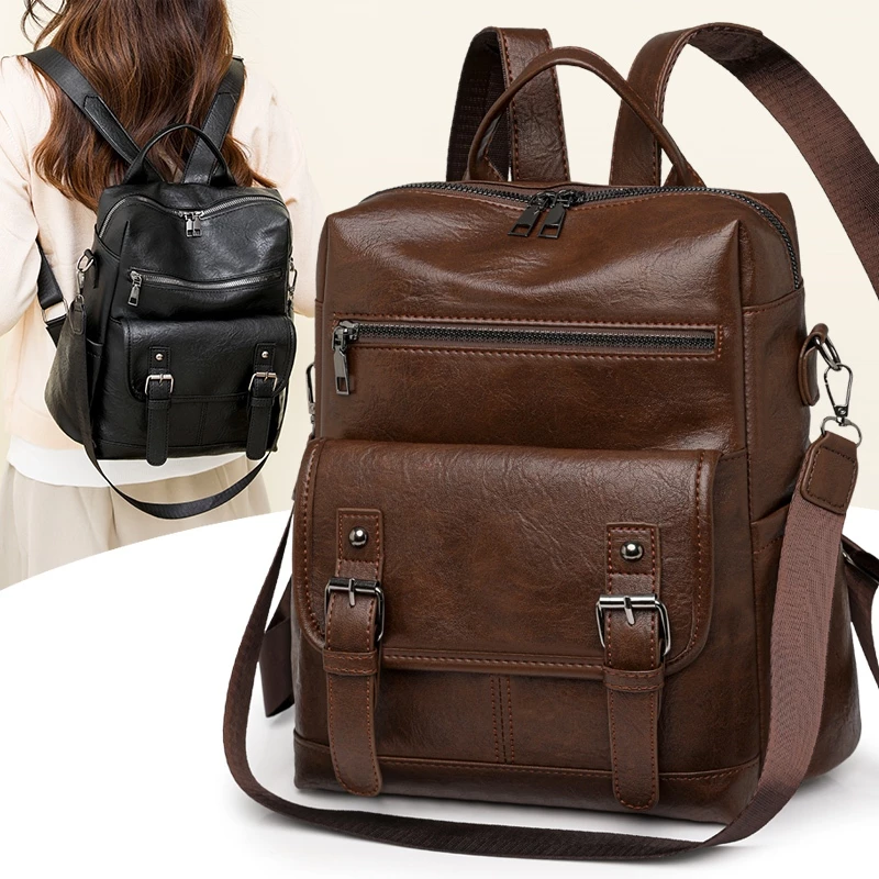 terbaru Ransel Wanita Multifunction Ransel  Sling shoulder Selempang Bahu kulit buatan tahan air backpack perempuan  belakang import ransel  beg sandang Women's Bags 633