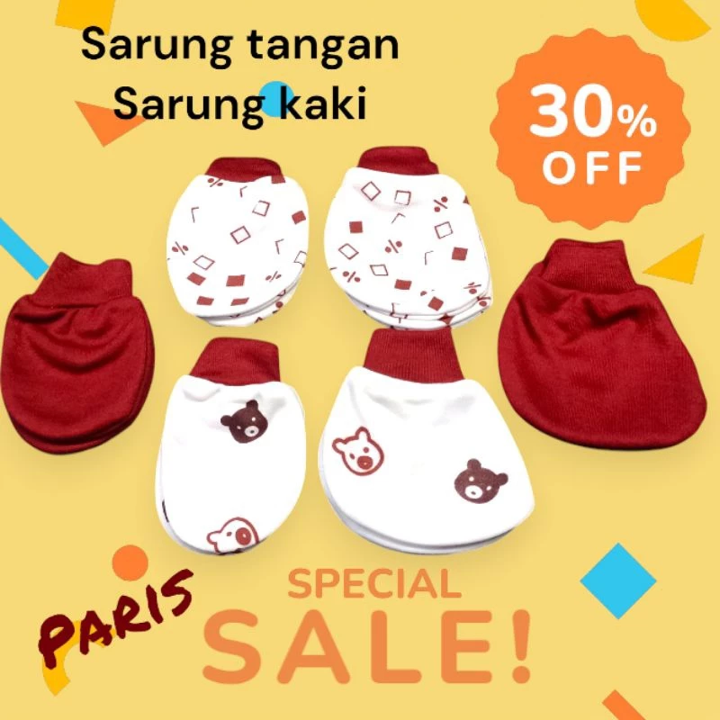 3 in1 sarung tangan bayi & sarung kaki bayi bahan lembut nyaman di pakai