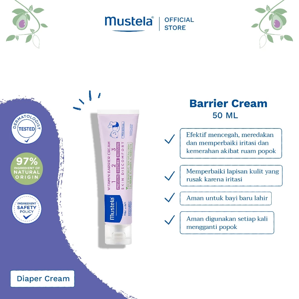 Mustela Barrier Cream  50 ml - Krim Ruam Popok