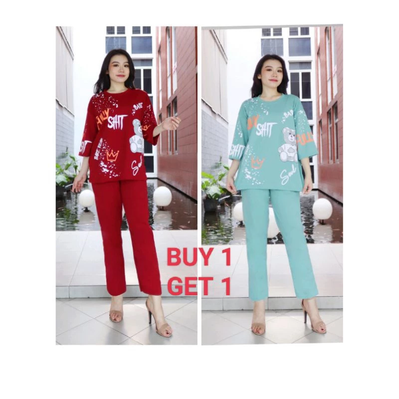 BUY 1 GET 1 !!! Setelan Wanita PP BARE BEAR LD120