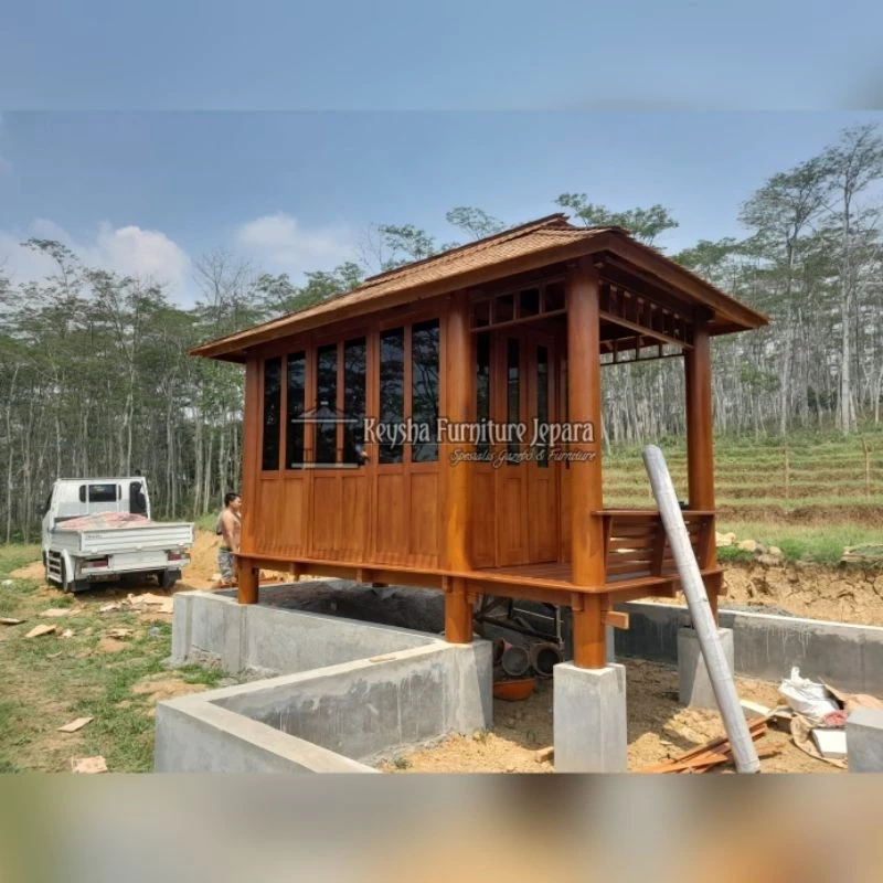 Gazebo rumah kayu ukuran 4x2m | Jual gasebo rumah panggung