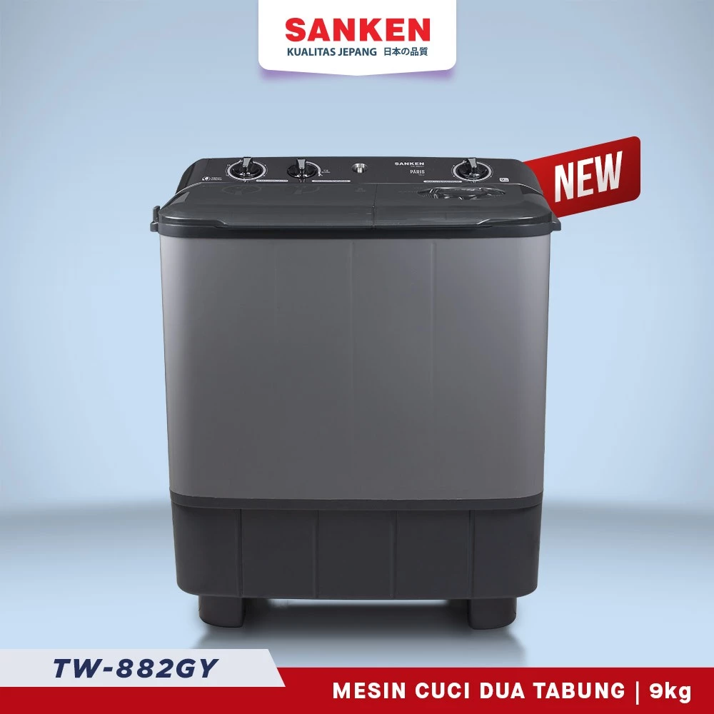 Sanken Mesin Cuci 2 Dua Tabung TW-882GY Twin Tub 9Kg Silver