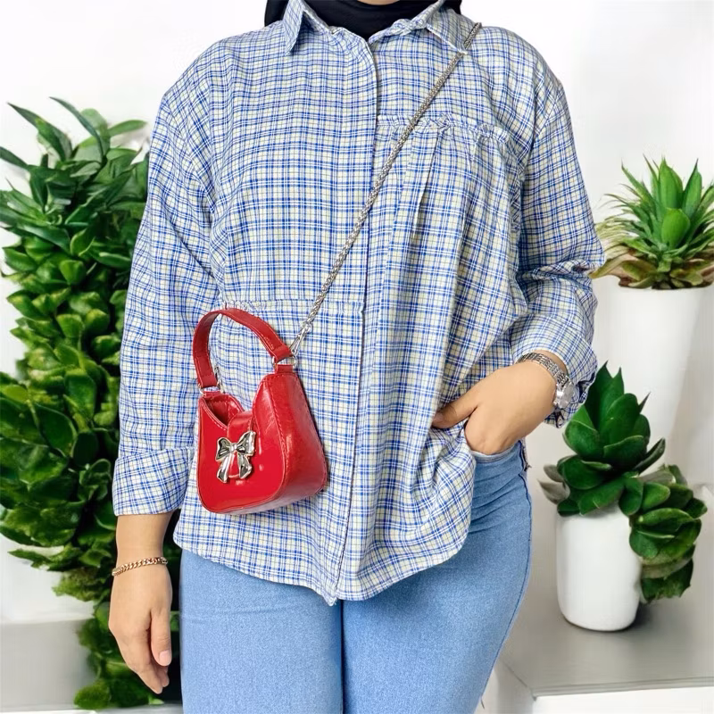 Blus Kemeja Kotak-kotak Atasan Kemeja  Lengan Panjang kotak kotak Blouse Kemeja Flanel Terbaru