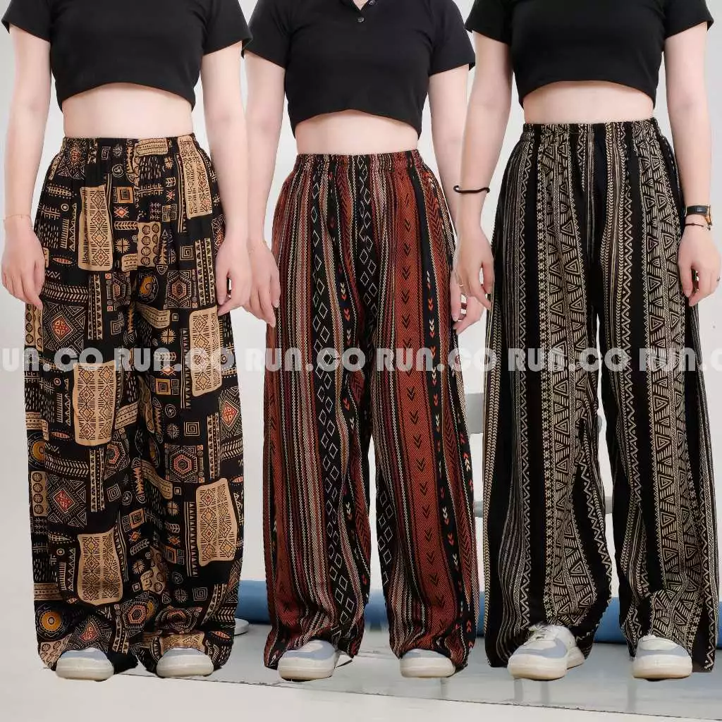 RUN.CO Celana Kulot Rayon Premium Motif Terbaru