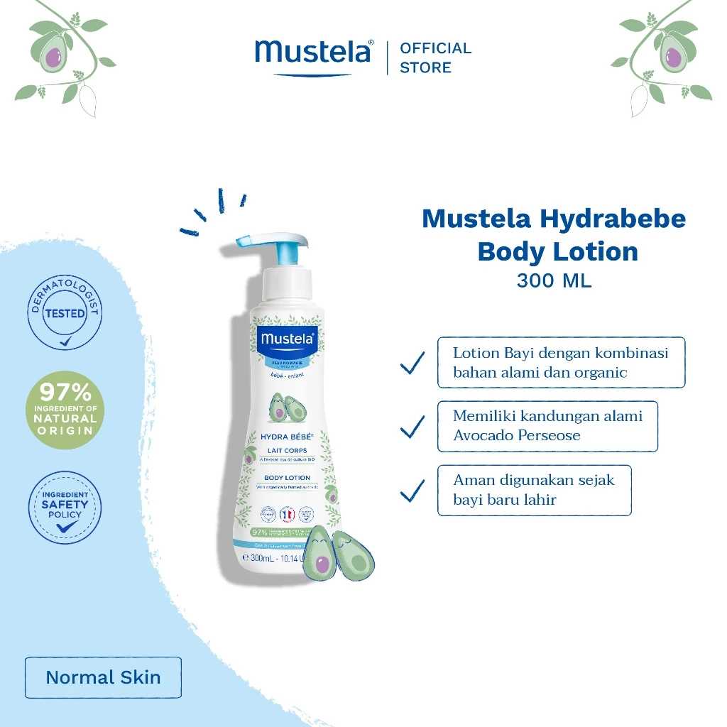 Mustela Hydrabebe Body lotion 300 ml - Lotion Bayi