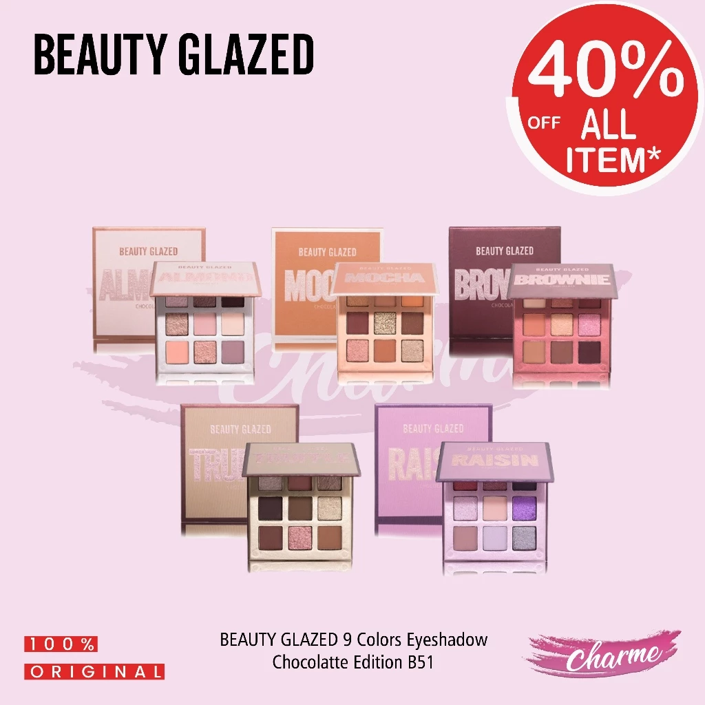 (READY & ORI!) Beauty Glazed 9 Colors Warna Eyeshadow Planet Edition B51 Mars Peach Almond Saturn Mocca Truffle Brownie Peach jupiter uranus neptune mint berry lemon melon raisin