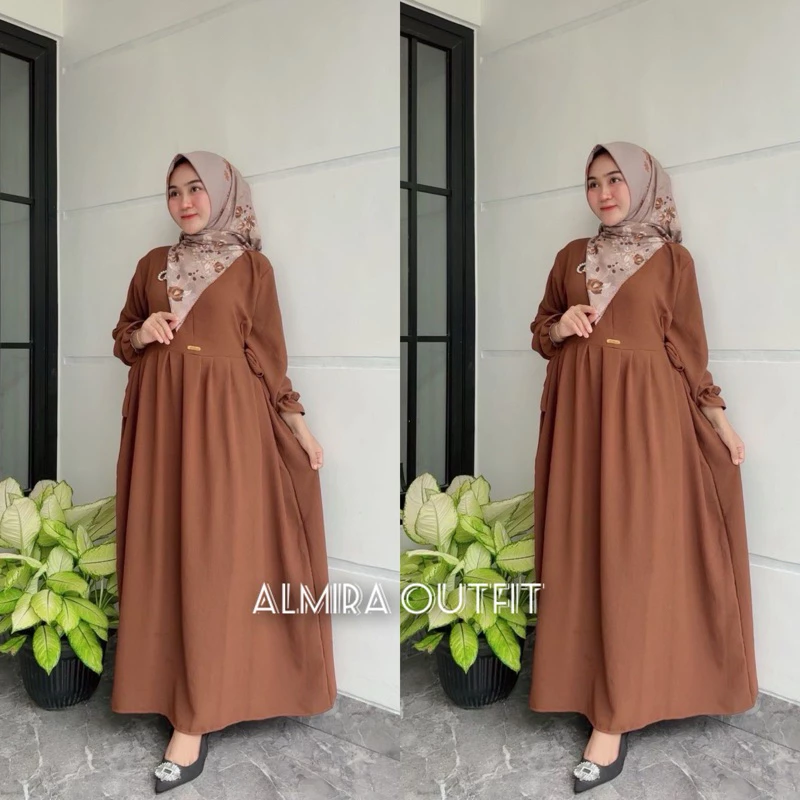 NIKITA DRESS CHIBI CRINKLE AIRFLOW ("ADA 2 VARIASI PILIHAN" Free broos saja & Free hijab dan bross)