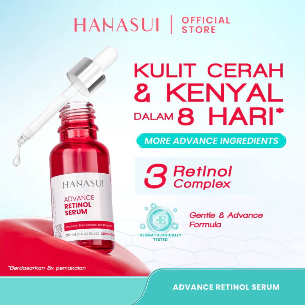 Hanasui Advance Retinol Serum -  Anti Aging Serum untuk Kerutan Halus Tekstur Kulit Cerah Kenyal Encapsulated Retinol, HPR, Advance Niacinamide, 5X Ceramide