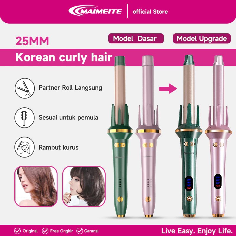 MAIMEITE Model Upgrade Hair Curly Styler 25mm Catokan Curly Otomatis Ceramics Curly Catokan Keriting Keramik Otomatis Libra
