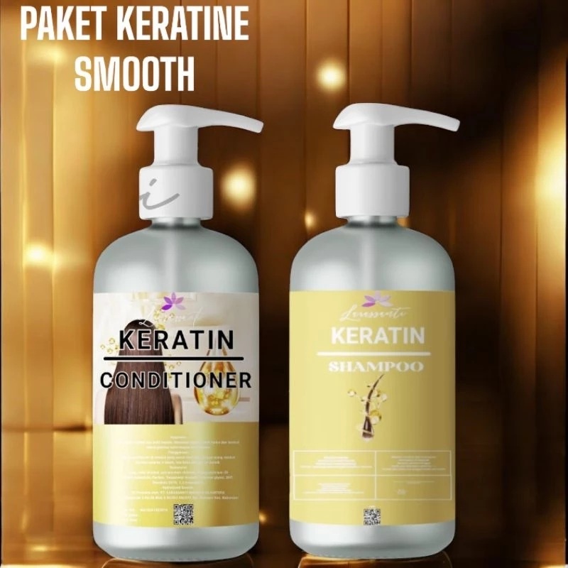 Keratine Kondisioner+Shampo Pelurus Rambut 250+250ml