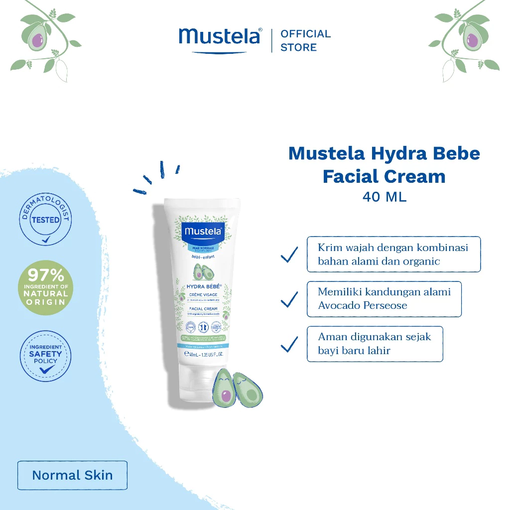 Mustela Hydrabebe Facial Cream 40 ml - Krim Wajah Bayi