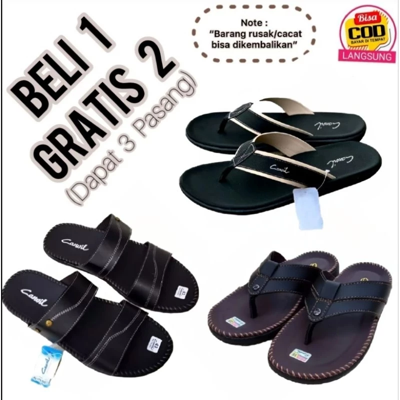 PROMO SPESIAL Beli 1 Dapat 3 Sandal Kulit Pria BELI 1 GRATIS 2 SANDAL / Sandal Selop / Sandal Slop Pria / Sandal Pria Keren / Sandal Viral / Sandal Terlaris / Sandal Slop Pria / Sand