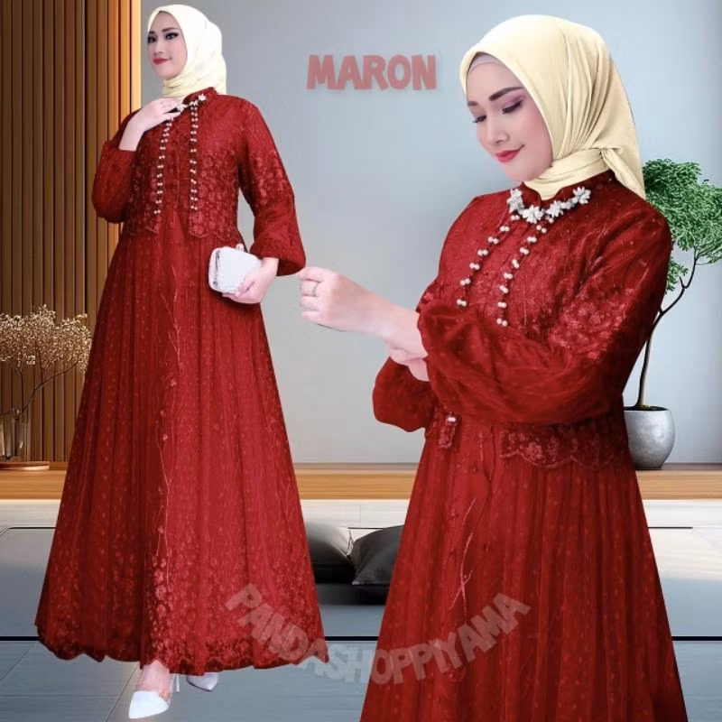 Gamis Felika Maxi Kondangan Gamis Pesta Remaja Kekinian Dress Brukat Terbaru