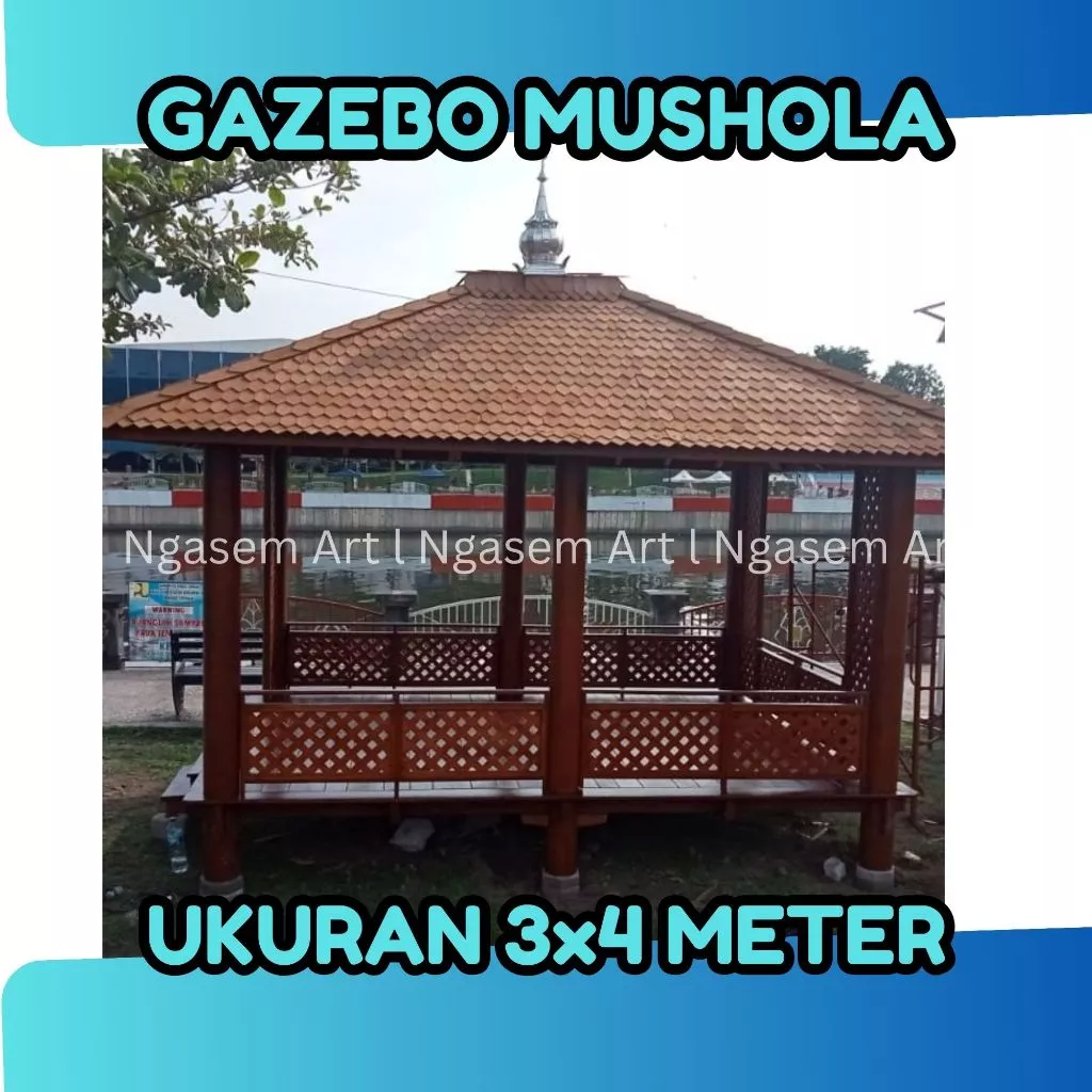 Gazebo Mushola Kayu Mahoni 3x4 M Atap Sirap