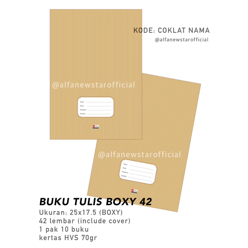 Buku Tulis BM Boxy 42 Alfa Coklat Nama