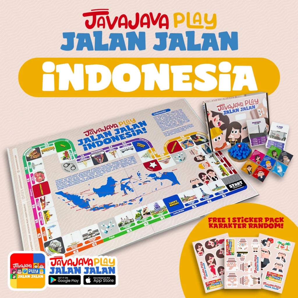 JAVAJAVA PLAY Monopoli Indonesia Fullset Board Game Lokal Main Dengan Aplikasi Fitur NFC