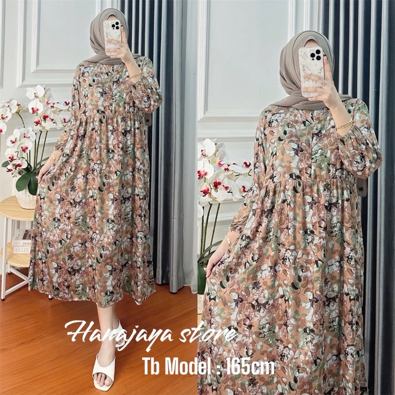 Kalana Midi Dress LD 120 Dress Busui friendly mat rayon MOTIF BUNGA