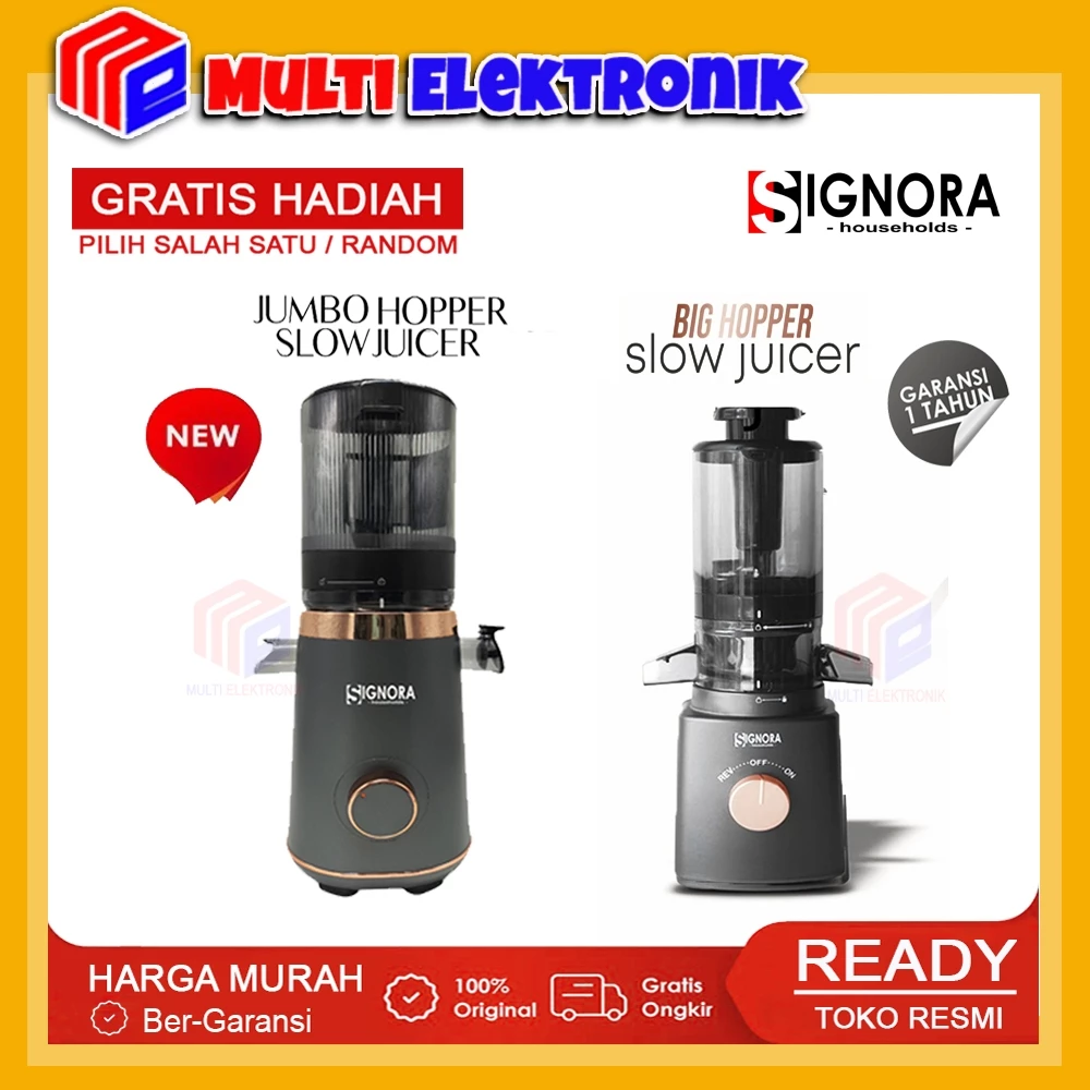 Signora Slow Juicer Big Hopper / Jumbo Hopper - Juicer Buah, Sayur, Kacang dan Santan - Original