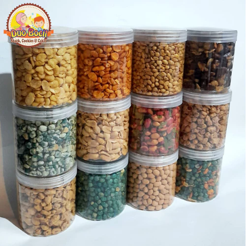 KACANG TOPLES Cemilan Lebaran (Kacang Bawang, Koro Kulit, Koro Balado, Polong Ijo, Telur Atom, Kedelai, Mixed Nuts, Kacang Bandung, Kacang Medan, Kacang Thailand) - Duo Bocil