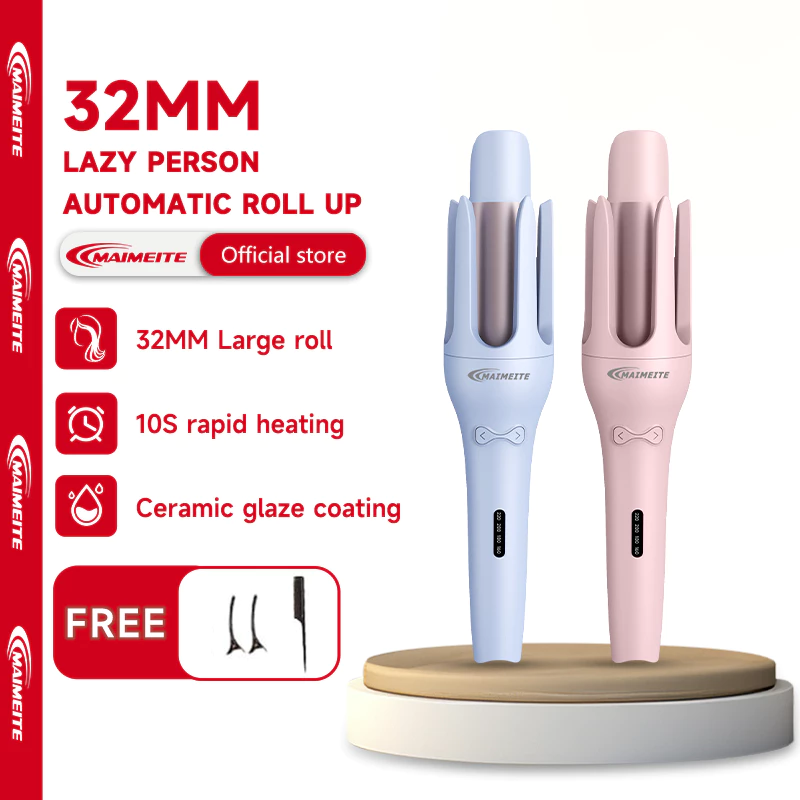 MAIMEITE Catokan Curly Otomatis 32MM Ceramics Curly Rambut Alat Kriting Rambut Catokan Keriting Keramik Otomatis Hair Styler New Desain Elegant