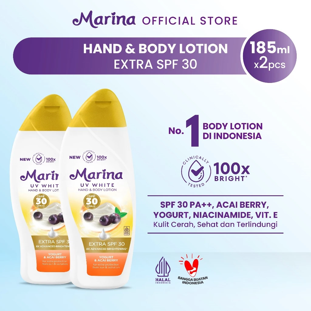 Marina UV White Hand & Body Lotion 185ml