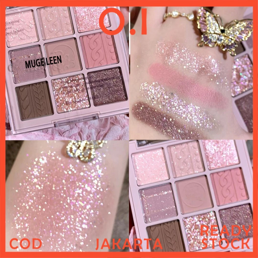 Muge Leen 9 Warna Eyeshadow Waterproof Tahan Air Perona Mata Palet Untuk Harian