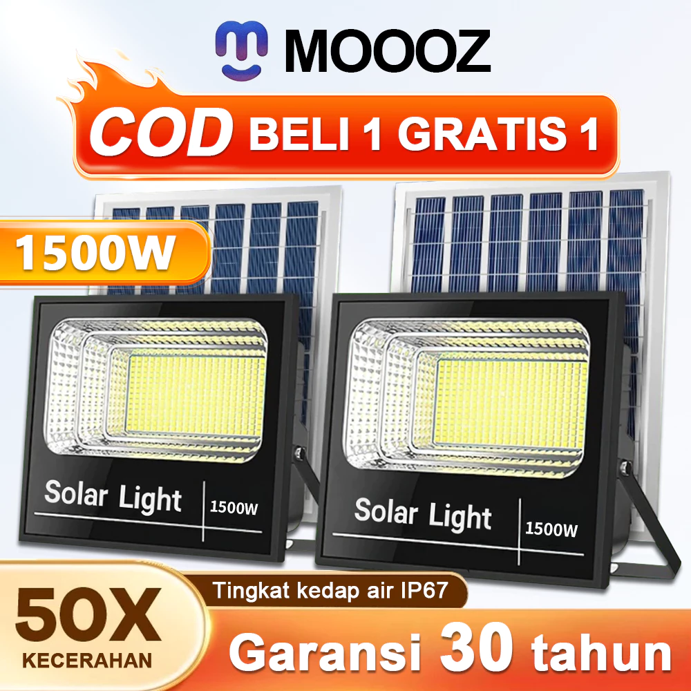 MOOOZ Lampu tenaga surya 1500Watt Lampu solar panel outdoor lampu sorot solar cell Super terang anti air pencahayaan 24 jam beli 1 grati 1 solar light lampu sorot tenaga surya 0