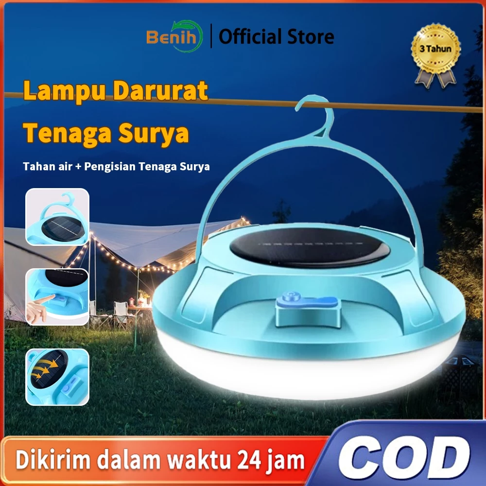 Garansi 5 tahun Lemon Home UFO Lampu Emergency Gantung Camping Solar Panel Lampu Darurat Multifungsi LH
