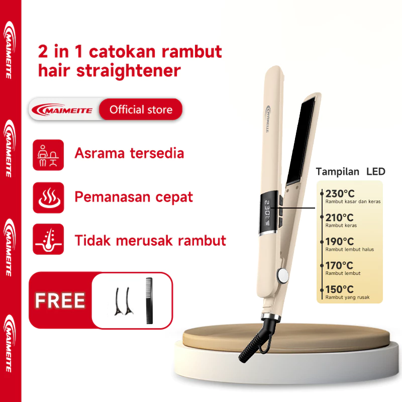 MAIMEITE catokan rambut hair straightener 2IN1 untuk Meluruskan Keriting Ringan Alat Pengeriting Rambut  curly catok Pemanasan Cepat Dalam 10 Detik