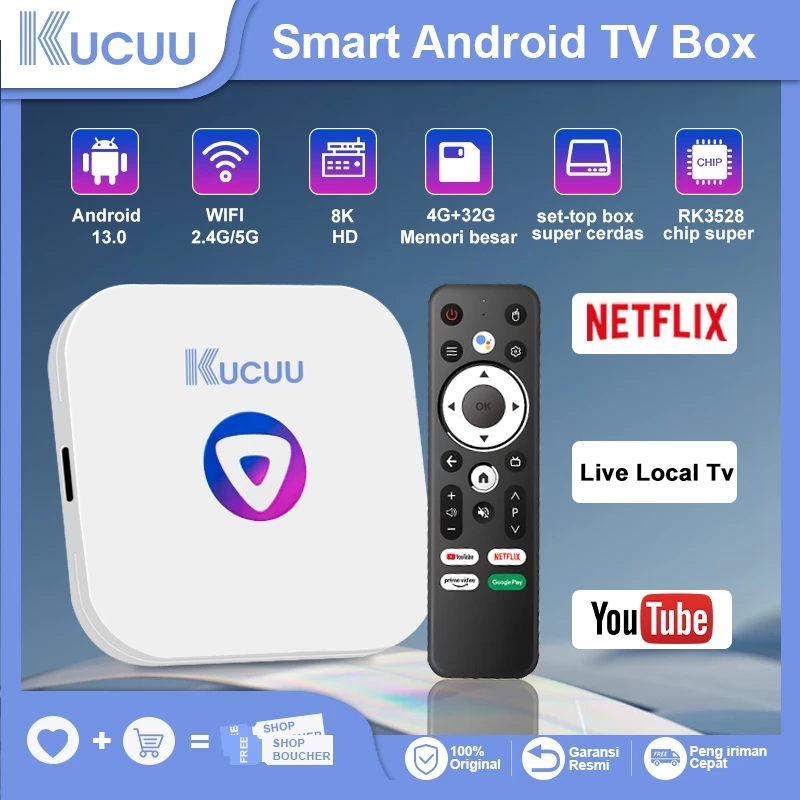 KUCUU Android Tv Box Android 13 OS  Ram 4gb Rom 32gb Wifi 5G/2.4G Bluetooth Smart Tv Box 8K Ultra HD