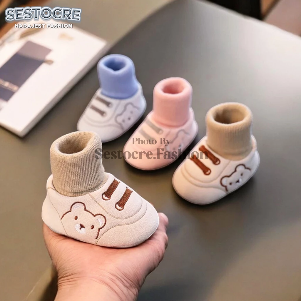 Sepatu Bayi Perempuan Laki-Laki Umur 0 - 12 Bulan Baby Shoes Prewalker Kaos Kaki Bayi Unisex Karakter Lucu Kekinian Anti Selip -SHF