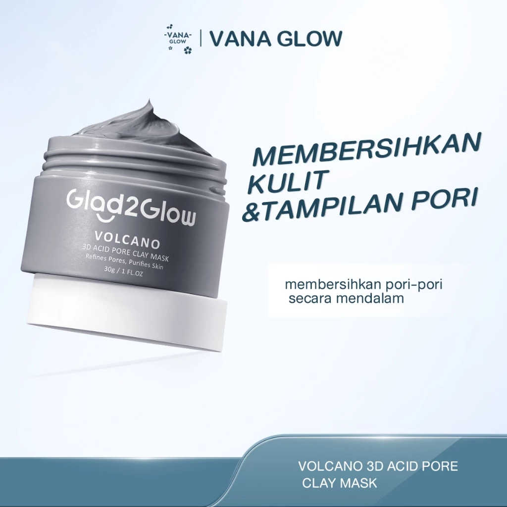 Glad2Glow Volcano 3D Acid Pore Clay Mask Masker Wajah Masker Glad2Glow Masker Komedo Dan Pori Pori Wajah Deep Pores Cleansing Masker Organik Clay Mask Clay Masker Mud Mask Face Masker Jelly Mask Sheetmask Wash Off Mask Masker Jerawat G2Glow Official Store