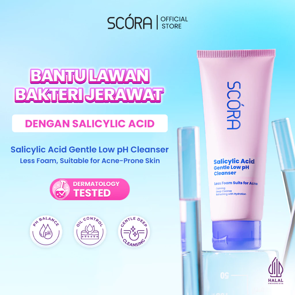 SCORA Salicylic Acid Gentle Low pH Cleanser Sabun Cuci Muka Oily Acne Prone Skin Friendly 100 ml