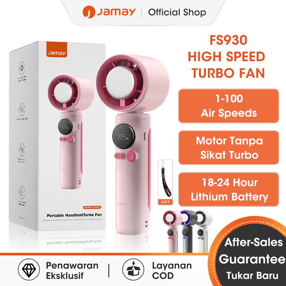 Jamay Kipas Kecepatan Tinggi Portabel Semikonduktor Turbo Genggam Fan Pendingin Mini Tampilan Digital Led Tinggi Display Ulang Untuk Olahraga Luar Ruangan Dan Pendinginan Cepat FS930