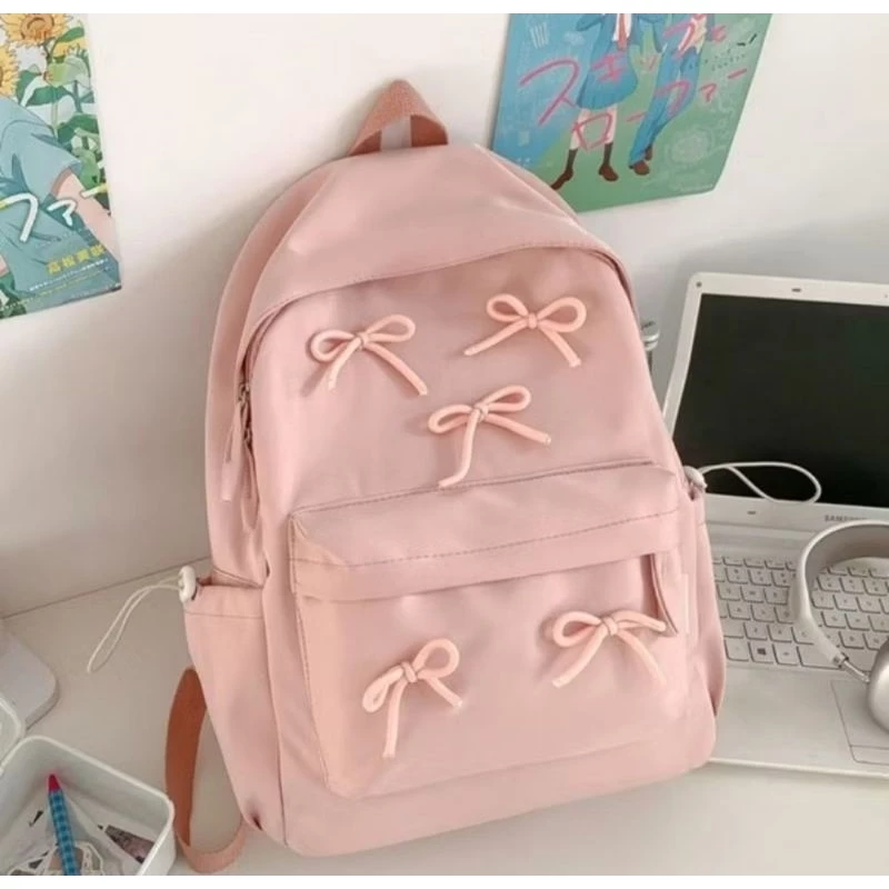 ELPROJEK' Terbaru Tas ransel Wanita Pita - Tas Fashion Sekolah Wanita - Tas Punggung Perempuan Motif Pita Lucu - Viral Kekinian Fashion BAG WOMEN