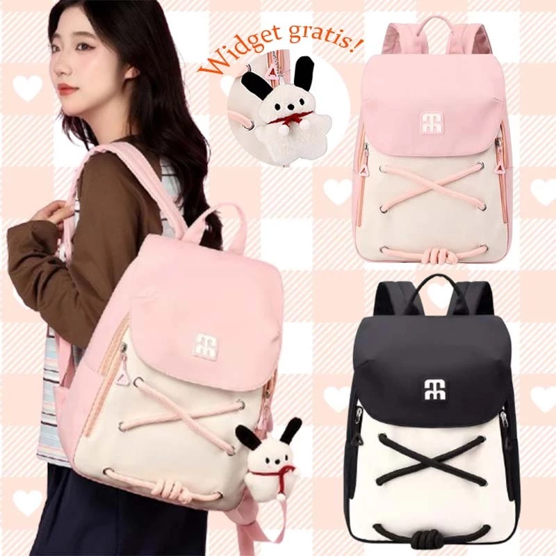 [New❗] Tas Ransel Wanita Korea Import Volume Besar Ins Tas Sekolah Kanvas Siswa Perempuan Volume Tinggi Kapasitas Besar Ready