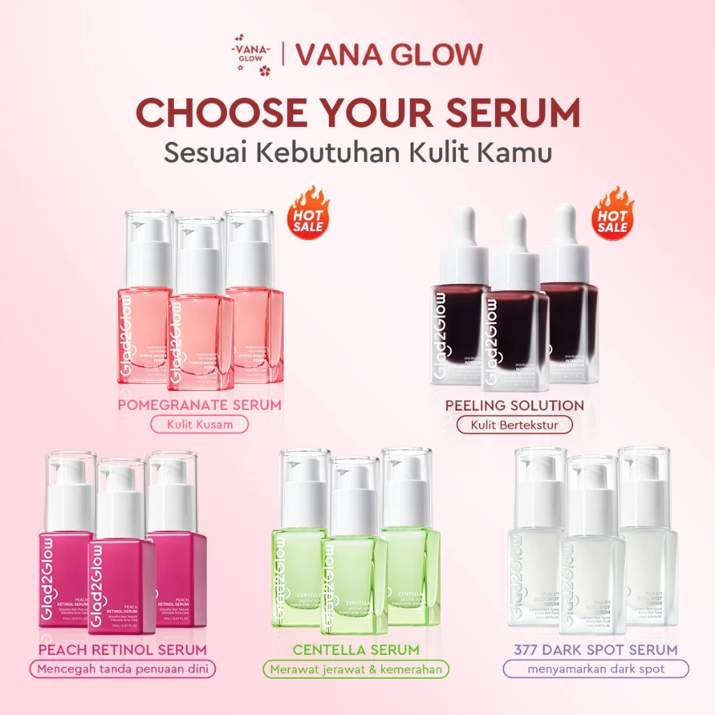 [100%ORI]Glad2Glow 3PCS Facial Serum & Essence-Pomegranate Niacinamide Power Bright Serum | Centella Salicylic Acid Acne Serum | Peach Retinol Serum  | 377 Dark Spot Serum | PEELING SOLUTION g2g glad2glow official store