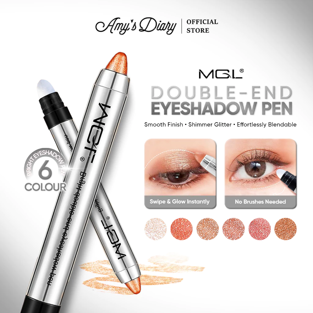 [BPOM] AMY'S DIARY Eyeshadow Crayon By MGL Bright Double-End Eye shadow Pen Make Up Mata Shimmer Berkilau