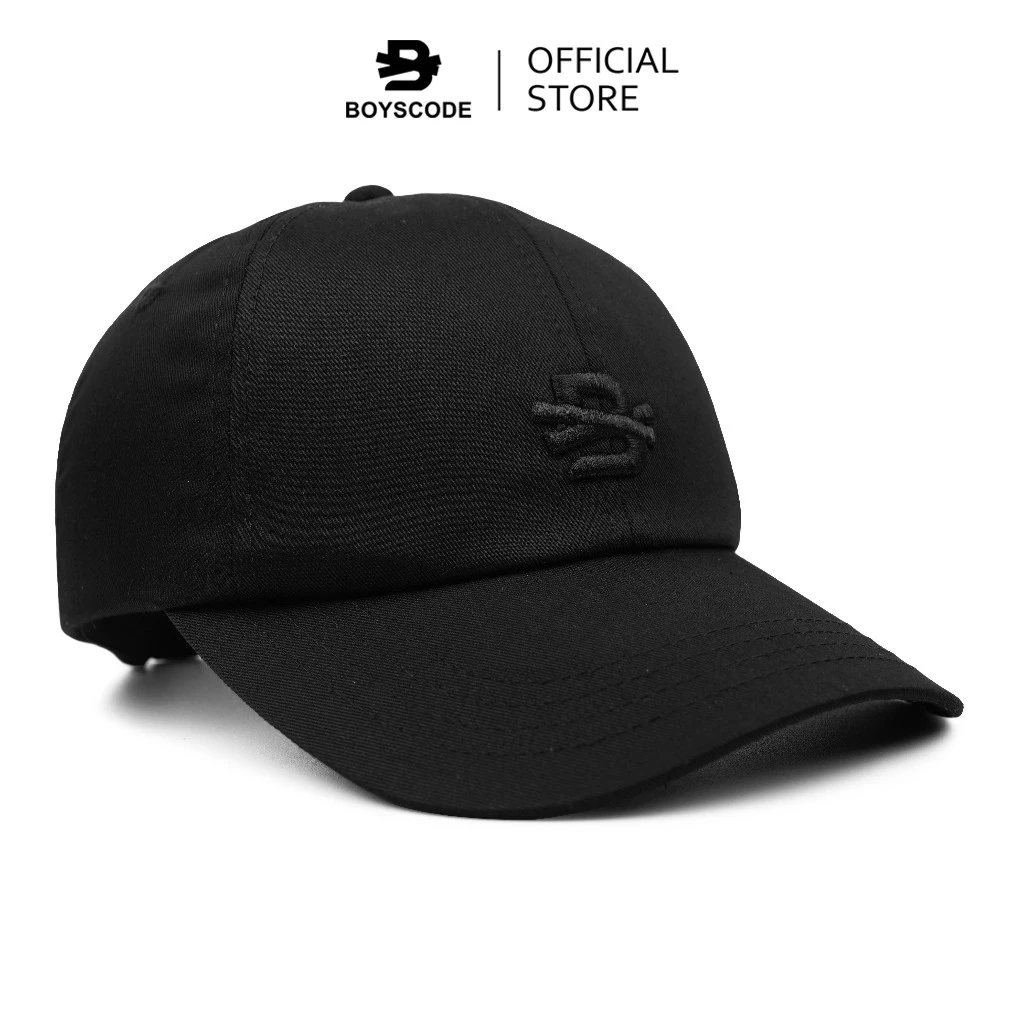BOYSCODE Topi Baseball Polo Cap Basic Distro Pria Wanita BIG LOGO Hitam Fullblack